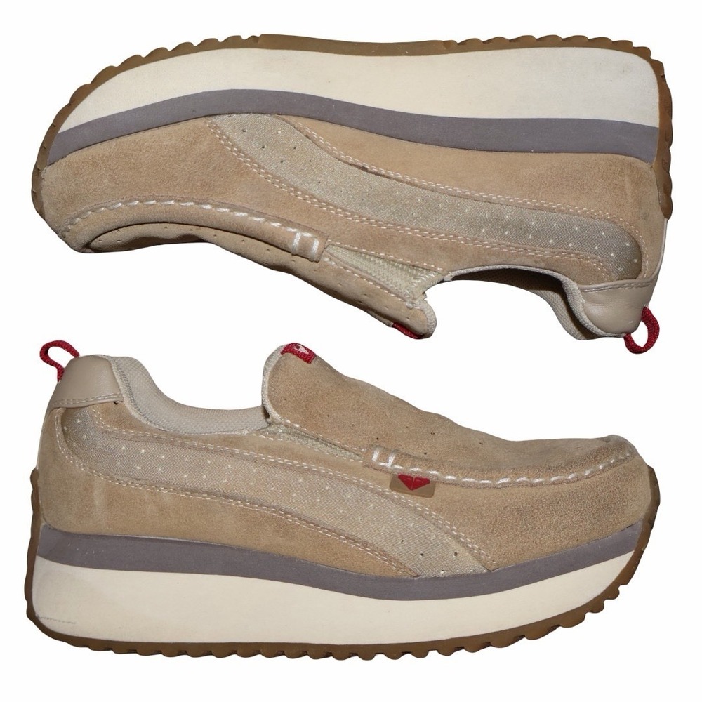 Y2K Roxy Rambler Leather Chunky Platform Slip On Sneakers Womens 8